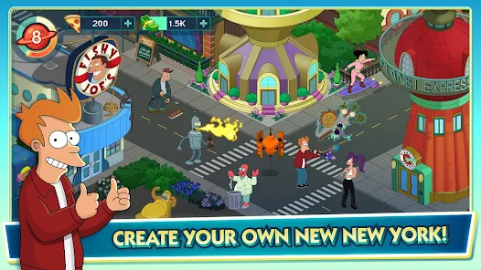 Futurama Worlds of Tomorrow MOD APK Unlimited Pizza Nixonbucks